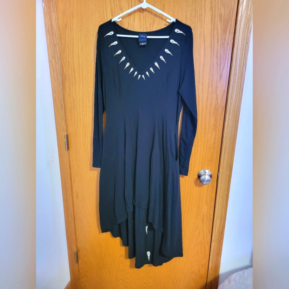 Her Universe Disney Maleficent Hi-Low Black Dress Women Stretch Long Sleeve